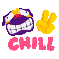 a cartoon monkey with a peace sign and the word chill