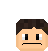 a pixel art drawing of a man 's face with a sad expression .