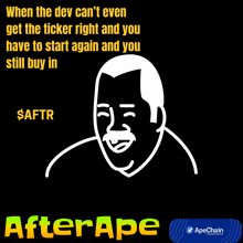 a cartoon of a man with a mustache and the words " after ape " on the bottom