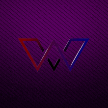 three triangles on a purple background with the letter w