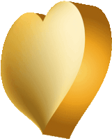 a gold heart with a yellow stripe on the bottom