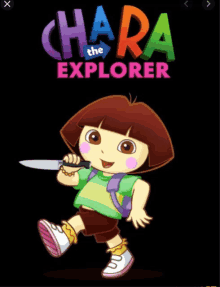 dora the explorer is holding a knife in her hand