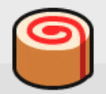 a cartoon drawing of a cinnamon roll with a red swirl .