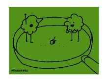 a drawing of two clouds standing in a pan with the hashtag gobuckwild