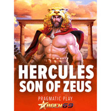 a poster for hercules son of zeus shows a man with a lion hat