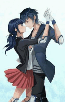 a man and a woman are dancing together in an anime .