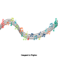 colorful music notes on a white background with the words designed by pngtree at the bottom