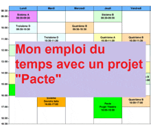 a schedule with the words " mon emploi du temps avec un projet " at the top