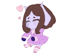 a drawing of a girl in a purple dress with a heart around her head