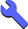 a blue wrench on a white background