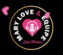 a logo for mary love & equipe star maker with a heart and microphone