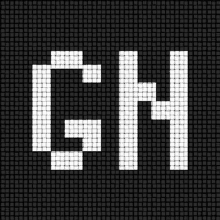 the letters g and h are written in white on a black background