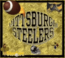 a poster for the pittsburgh steelers with a football on it