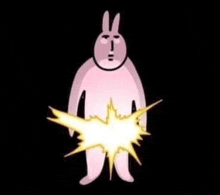 a cartoon rabbit is standing with a light coming out of his butt .