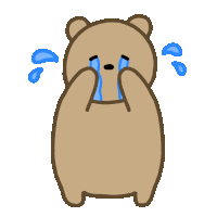 a cartoon bear is crying with tears running down its face