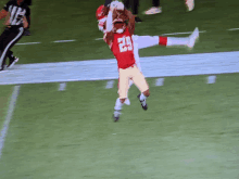 a football player with the number 29 on his jersey catches the ball