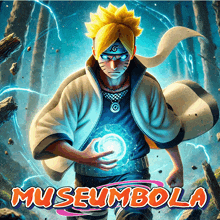 a poster with a cartoon character and the words museumbola on the bottom