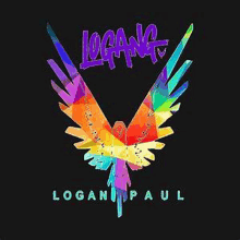 the logo for logan paul is a colorful bird with wings spread out .