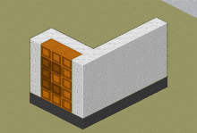 an isometric drawing of a corner of a wall