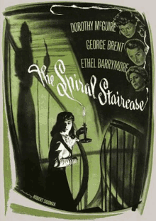 a movie poster for the spiral staircase starring dorothy mcguire and george brent .