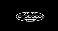 a white logo on a black background that says protocol .