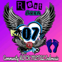 rest area 07 community rock metal indonesia logo with wings and footprints