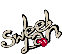 a logo for sweet lash with a tongue sticking out