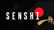 a logo for a restaurant called senshi with a red circle in the middle .