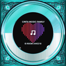 a logo for cinta music family with a heart and music notes on it