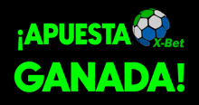 a green sign with a soccer ball and the words apuesta x-bet