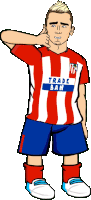 a cartoon of a man wearing a red and white striped shirt that says trade ban on it