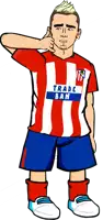 a cartoon of a man wearing a red and white striped shirt that says trade ban on it