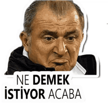 a sticker of a man with the words ne demek isiyor acaba