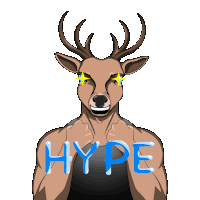 a cartoon of a deer with the word hype written on its chest