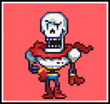 a pixel art of papyrus with a red background