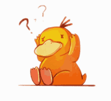 a cartoon duck has a question mark above its head