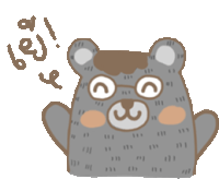 a cartoon drawing of a teddy bear with glasses and the words " hej ! " above it