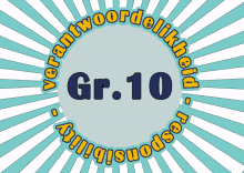 a blue and yellow circle with gr.10 written in the center