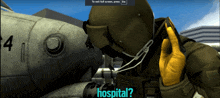 a screenshot of a video game with the word hospital on the bottom right