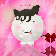 a drawing of a stuffed animal with the name by apple on the top