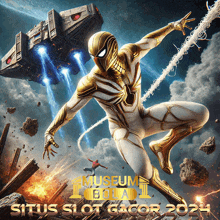 a poster for situs slot gacor shows a superhero