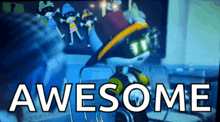 a picture of a cartoon character with the word awesome below it