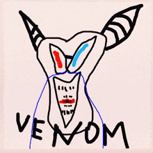 a drawing of a monster with the word venom written underneath it