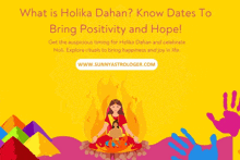 a yellow poster that says what is holoka dahan know dates to bring positivity and hope on it