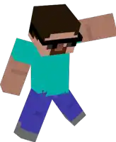 a minecraft character wearing sunglasses and a blue shirt is walking