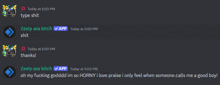 a screenshot of a discord conversation between two people