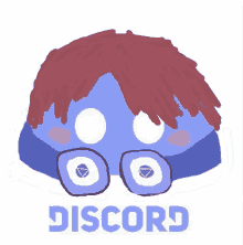 a drawing of a person wearing glasses and the word discord