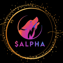 a logo for the company alpha with a wolf in a circle