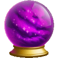 a purple snow globe with a galaxy inside of it on a gold base .