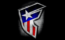 a shield with a red white and blue star in the middle